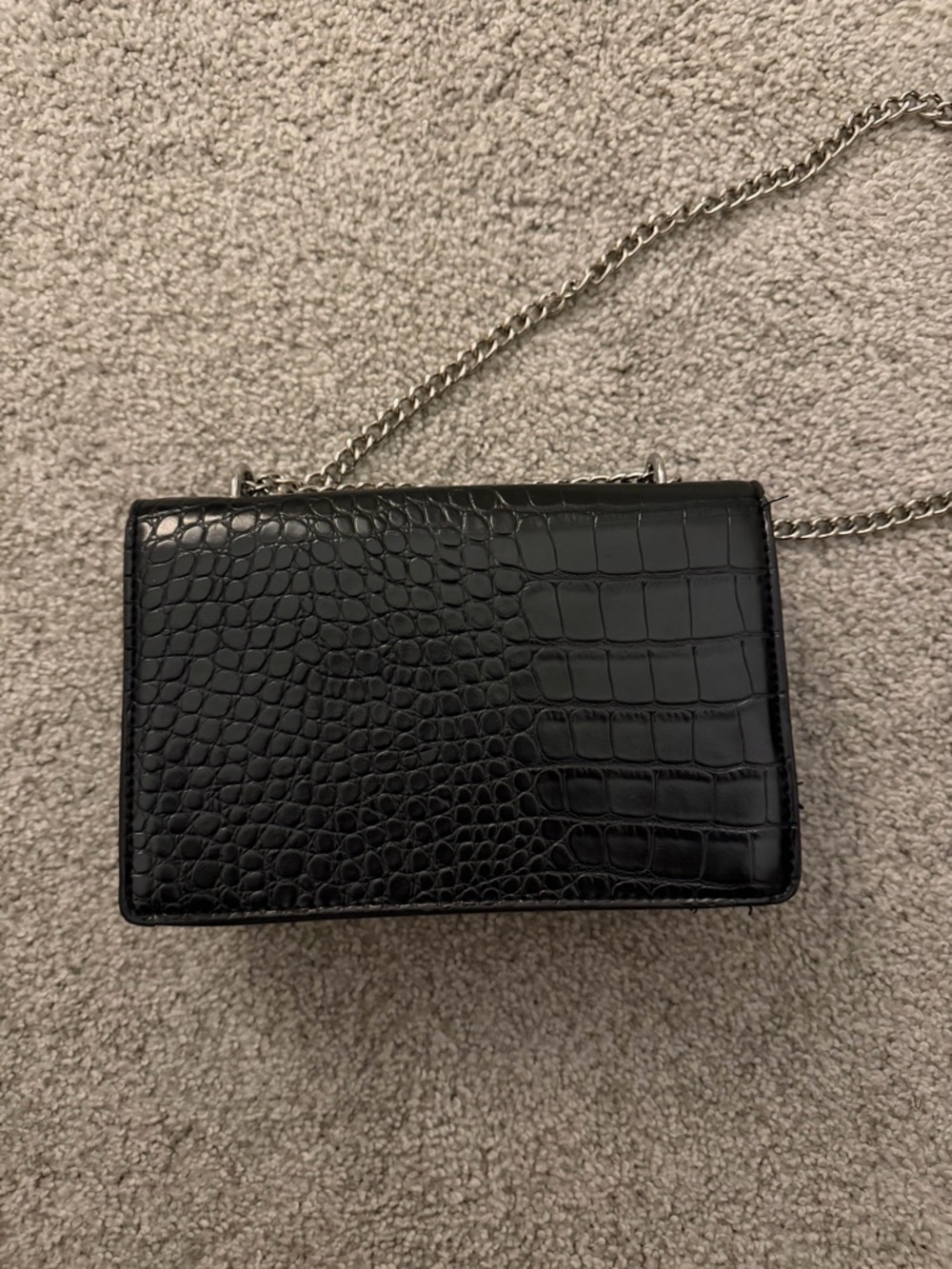Saint Laurent Black Croc-Embossed Leather Chain Crossbody - Picture 4 of 5